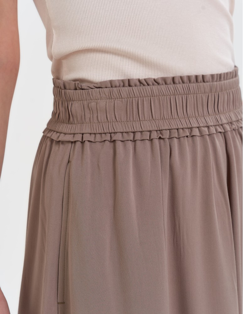 Spódnice midi - Spódnica damska maxi wiskozowa zwiewna o regularnym kroju BEŻOWY - produkt moraj.pl 2