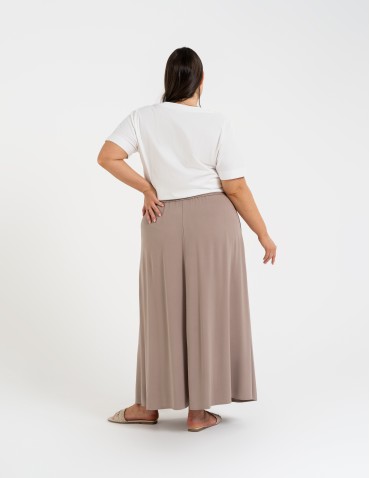 Spódnice midi - Spódnica damska maxi wiskozowa zwiewna o regularnym kroju BEŻOWY - produkt 11