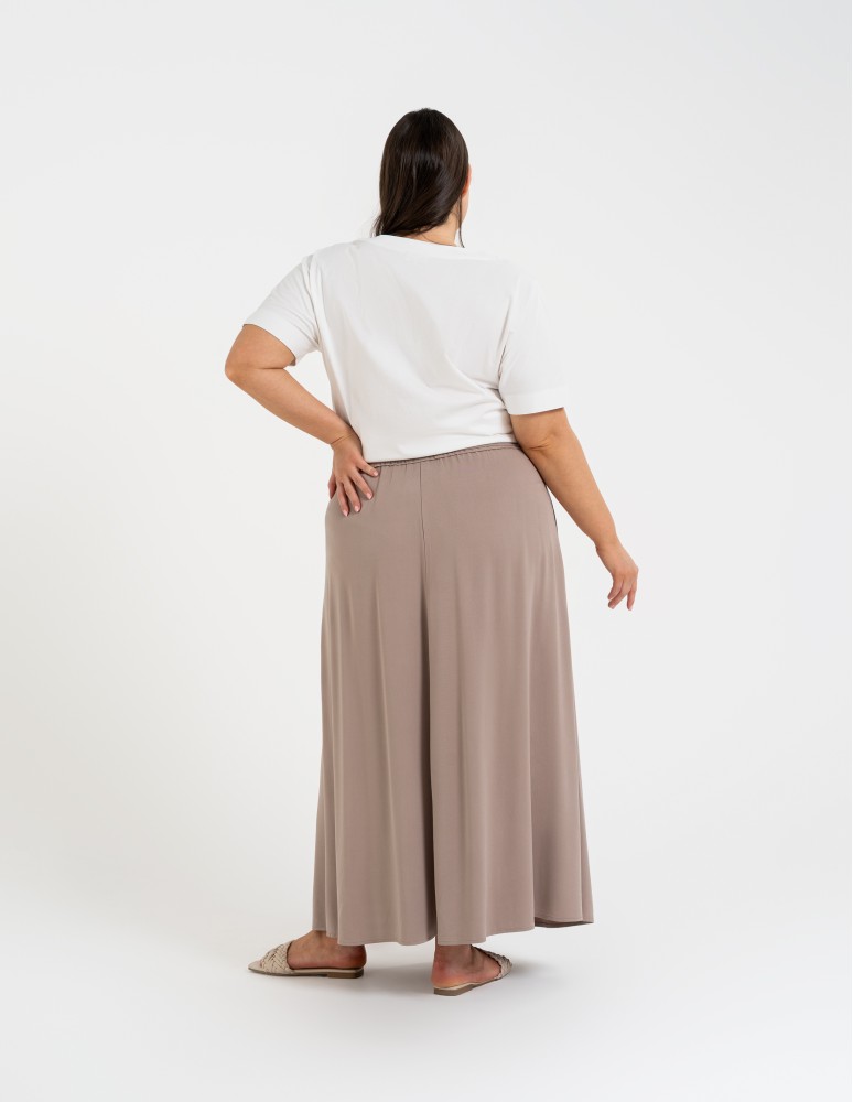 Spódnice midi - Spódnica damska maxi wiskozowa zwiewna o regularnym kroju BEŻOWY - produkt moraj.pl 11