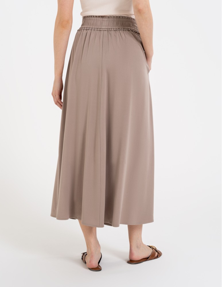 Spódnice midi - Spódnica damska maxi wiskozowa zwiewna o regularnym kroju BEŻOWY - produkt moraj.pl 8