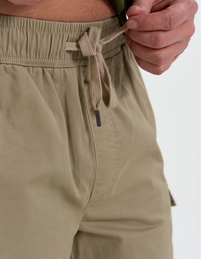 Szorty materiałowe - Spodenki męskie bawełniane cargo z kieszeniami BEŻOWY - produkt moraj.pl 4