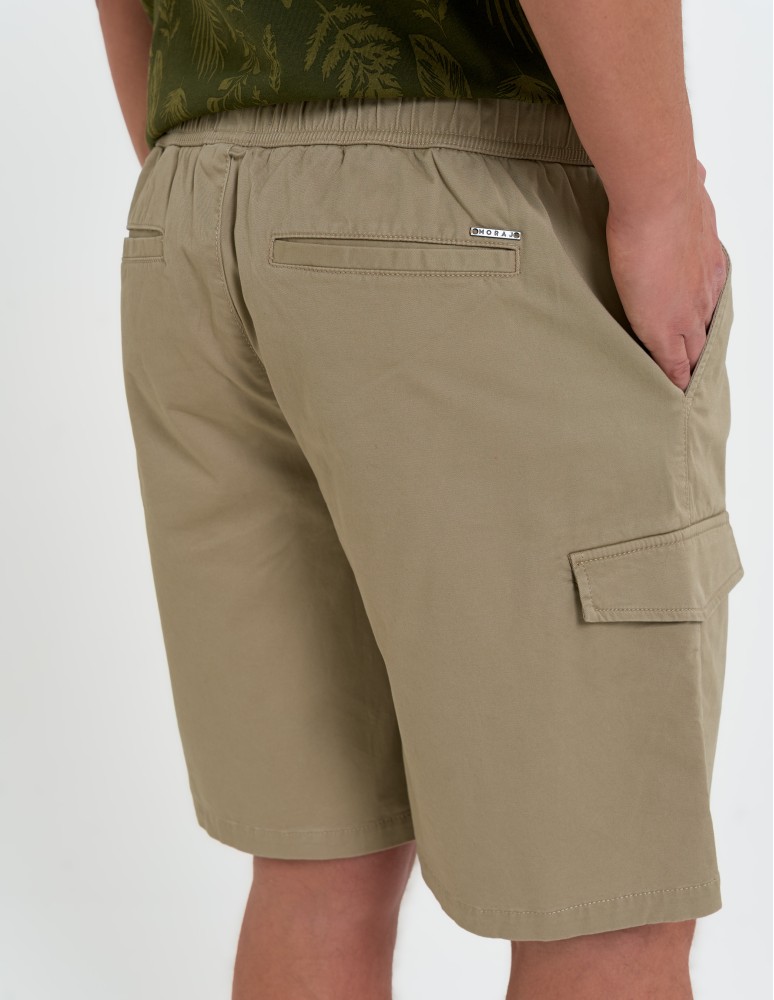 Szorty materiałowe - Spodenki męskie bawełniane cargo z kieszeniami BEŻOWY - produkt moraj.pl 5