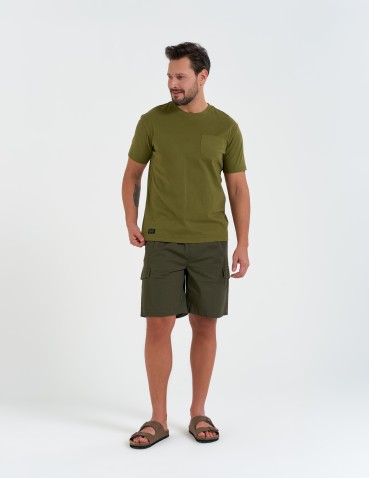 Szorty materiałowe - Spodenki męskie bawełniane cargo z kieszeniami ZIELONY - produkt 4