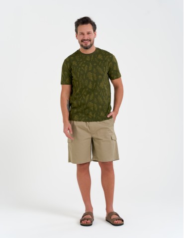 Szorty materiałowe - Spodenki męskie bawełniane cargo z kieszeniami BEŻOWY - produkt 3