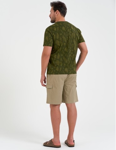 Szorty materiałowe - Spodenki męskie bawełniane cargo z kieszeniami BEŻOWY - produkt 6