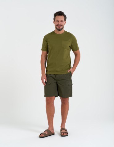 Szorty materiałowe - Spodenki męskie bawełniane cargo z kieszeniami ZIELONY - produkt 1