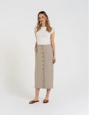 Spódnica damska midi casual z lnem i wiskozą