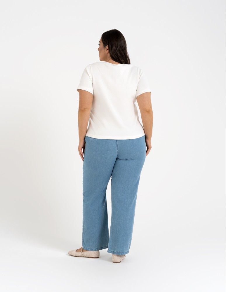 Spodnie materiałowe - Spodnie damskie jeansowe casual z wysokim stanem JASNY NIEBIESKI   - produkt moraj.pl 14