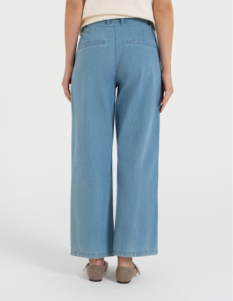 Spodnie materiałowe - Spodnie damskie jeansowe casual z wysokim stanem JASNY NIEBIESKI   - produkt moraj.pl 5