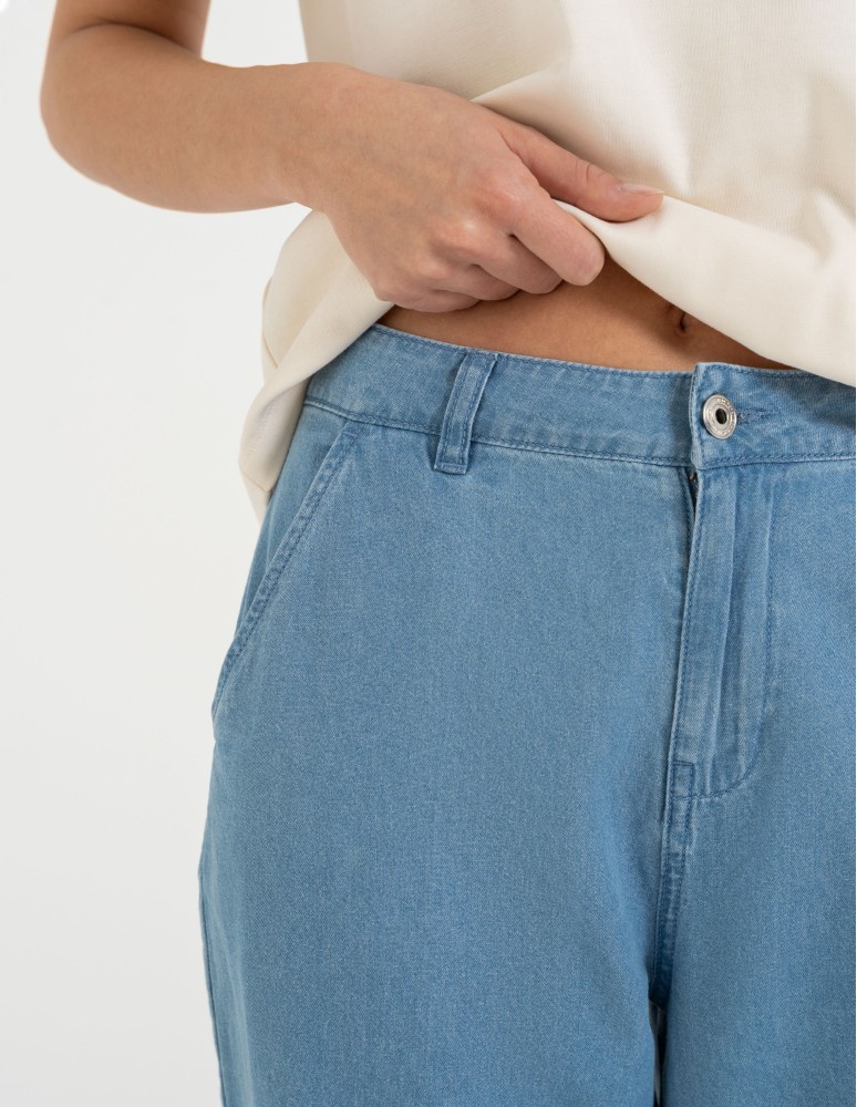 Spodnie materiałowe - Spodnie damskie jeansowe casual z wysokim stanem JASNY NIEBIESKI   - produkt moraj.pl 6