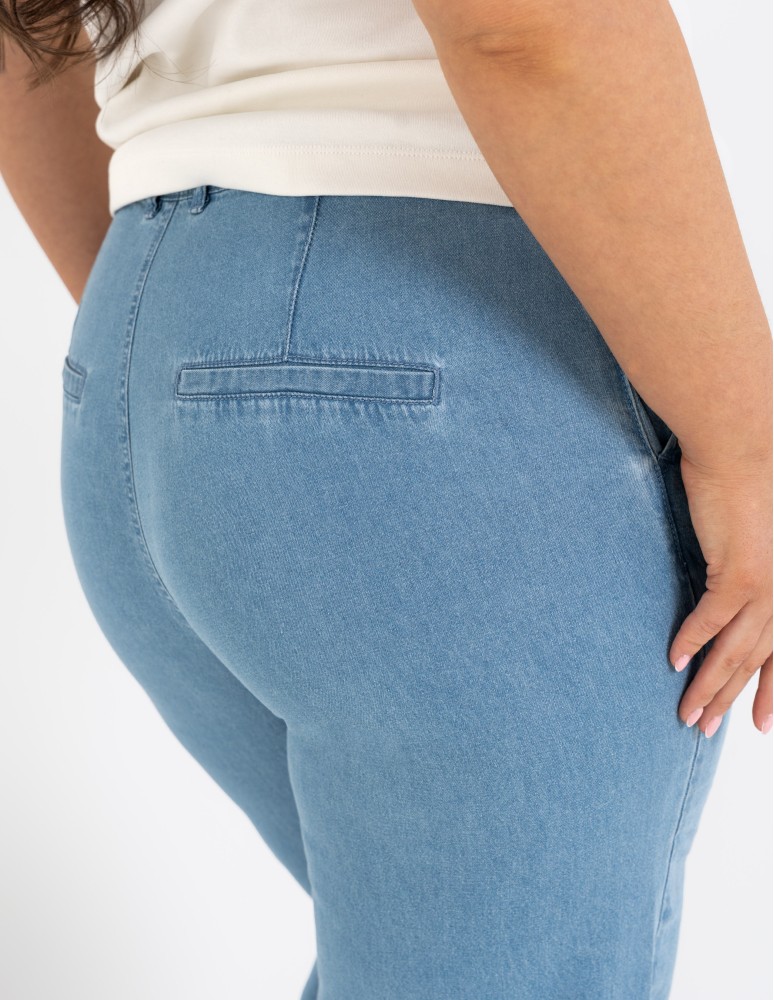 Spodnie materiałowe - Spodnie damskie jeansowe casual z wysokim stanem JASNY NIEBIESKI   - produkt moraj.pl 16