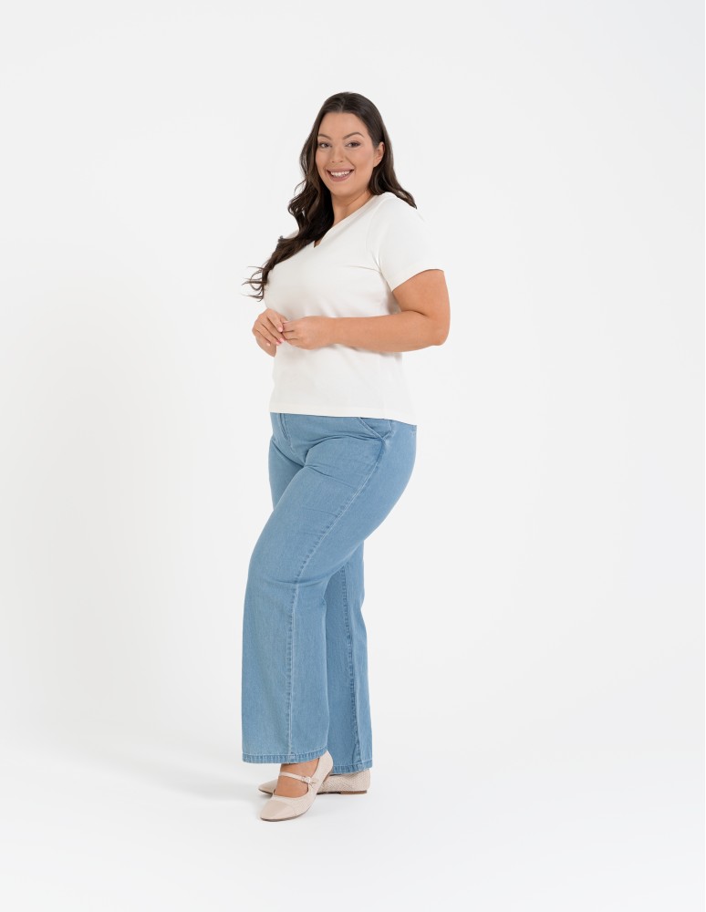 Spodnie materiałowe - Spodnie damskie jeansowe casual z wysokim stanem JASNY NIEBIESKI   - produkt moraj.pl 10