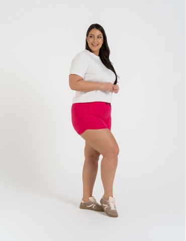 Szorty damskie letnie - Damskie szorty na gumce z wiązaniem FUKSJA - produkt 6