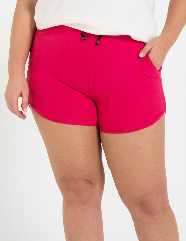 Szorty damskie letnie - Damskie szorty na gumce z wiązaniem FUKSJA - produkt moraj.pl 7