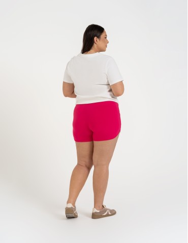 Szorty damskie letnie - Damskie szorty na gumce z wiązaniem FUKSJA - produkt 9