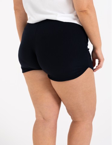 Damskie szorty na gumce z wiązaniem - GRANATOWY  - produkt 2