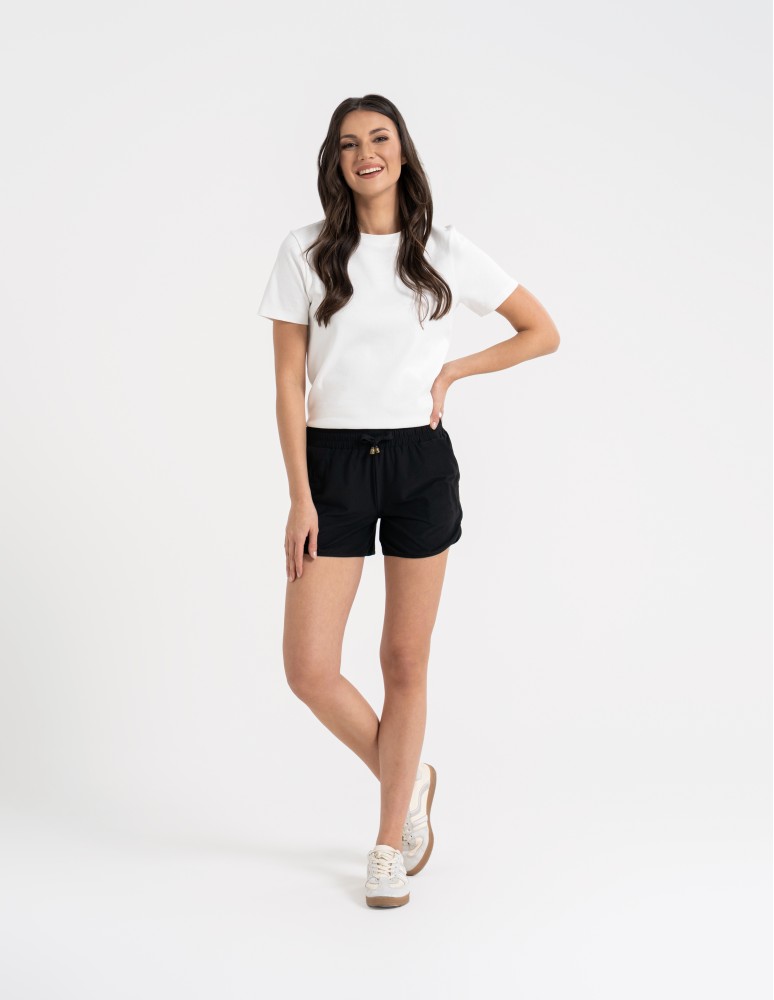 Krótkie spodenki damskie szorty gładkie CZARNY