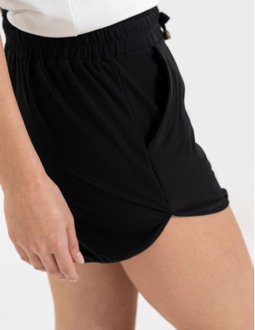 Szorty dresowe - Krótkie spodenki damskie szorty gładkie CZARNY - produkt 5