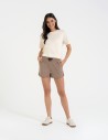 Krótkie spodenki damskie szorty gładkie BEŻOWY