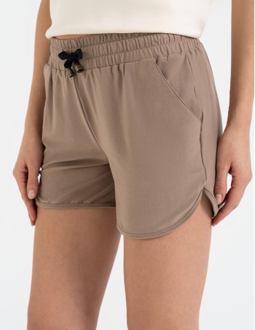 Szorty dresowe - Krótkie spodenki damskie szorty gładkie BEŻOWY - produkt 4