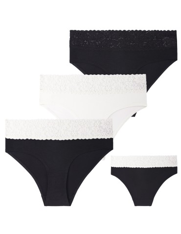 Majtki z wysokim stanem - Majtki damskie maxi bikini z szerokim koronkowym pasem 6-pak WIELOKOLOROWY - produkt 5