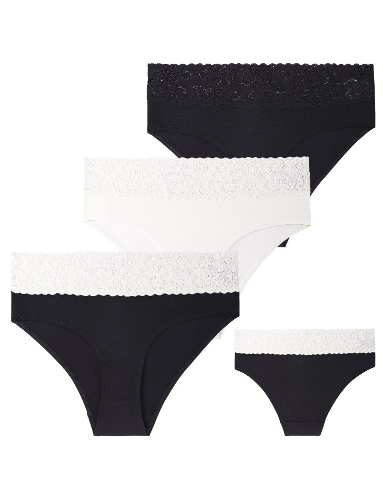 Majtki z wysokim stanem - Majtki damskie maxi bikini z szerokim koronkowym pasem 6-pak WIELOKOLOROWY  - produkt moraj.pl 5