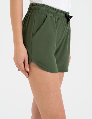 Szorty dresowe - Krótkie spodenki damskie szorty gładkie KHAKI - produkt 5