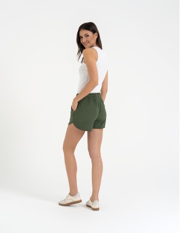 Szorty dresowe - Krótkie spodenki damskie szorty gładkie KHAKI - produkt 4