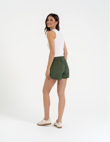Szorty dresowe - Krótkie spodenki damskie szorty gładkie KHAKI - produkt 6