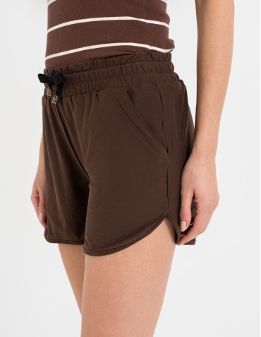 Szorty dresowe - Krótkie spodenki damskie szorty gładkie BRĄZOWY - produkt 2