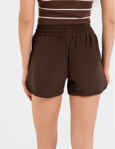Szorty dresowe - Krótkie spodenki damskie szorty gładkie BRĄZOWY - produkt 6
