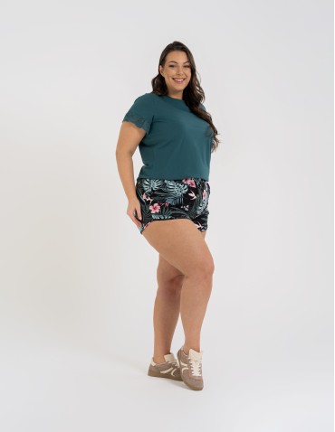 Szorty dresowe - Spodenki damskie krótkie z elastycznej dzianiny o regularnym kroju WZÓR 1 - produkt 3