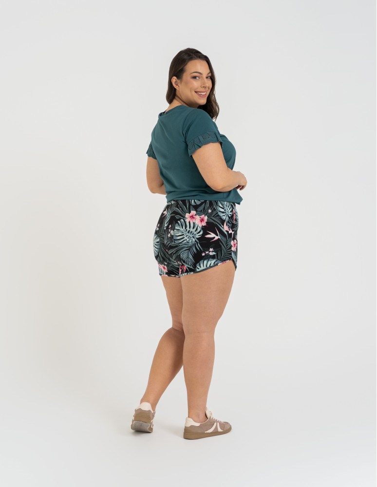 Szorty dresowe - Spodenki damskie krótkie z elastycznej dzianiny o regularnym kroju WZÓR 1  - produkt moraj.pl 4