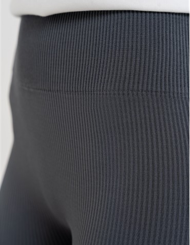 Bezszwowe legginsy kolarki damskie z wysokim stanem w prążek  - produkt 2