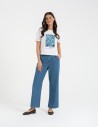 Spodnie damskie jeansowe casual z wysokim stanem NIEBIESKI