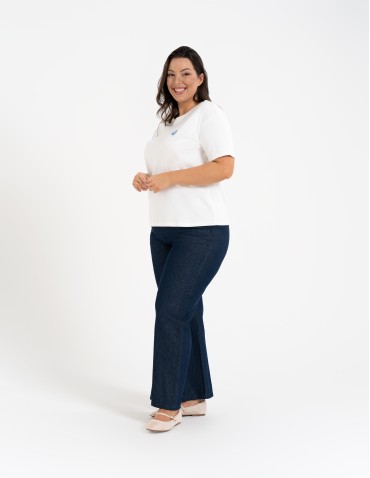 Spodnie materiałowe - Spodnie damskie jeansowe casual z wysokim stanem CIEMNY NIEBIESKI - produkt 11