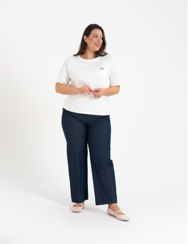 Spodnie materiałowe - Spodnie damskie jeansowe casual z wysokim stanem CIEMNY NIEBIESKI - produkt 9