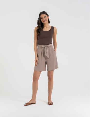 Spodenki damskie krótkie wiskozowe z wysokim stanem