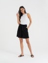 Spodenki damskie krótkie wiskozowe z wysokim stanem CZARNY