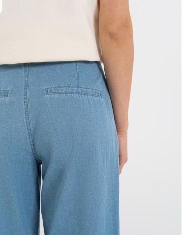 Spodnie materiałowe - Spodnie damskie jeansowe casual z wysokim stanem JASNY NIEBIESKI  - produkt 7