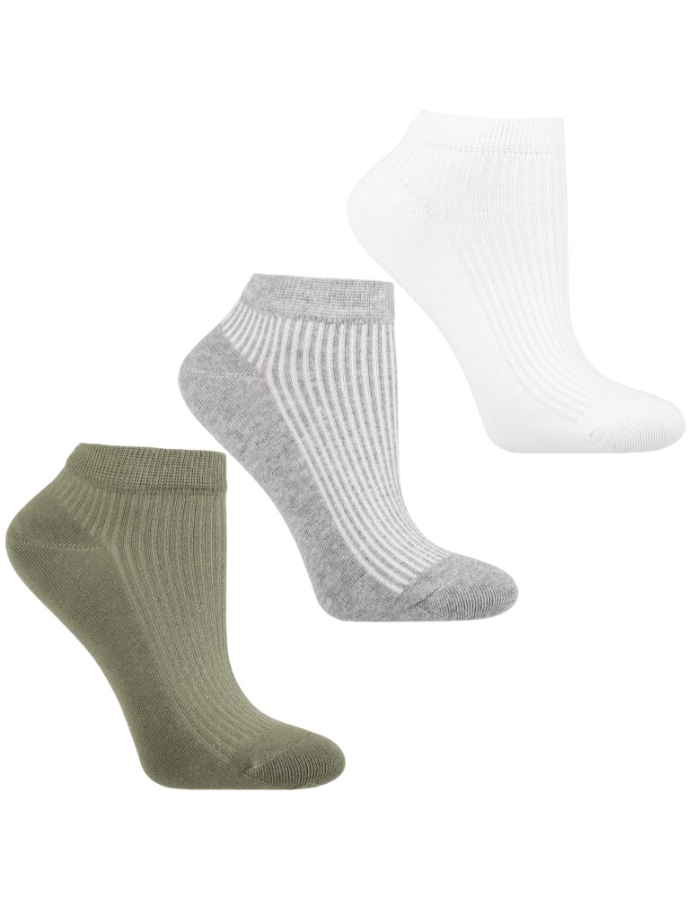 Stopki klasyczne - Damskie skarpetki stopki prążkowane z bawełny 12-pak WIELOKOLOROWY  - produkt moraj.pl 2