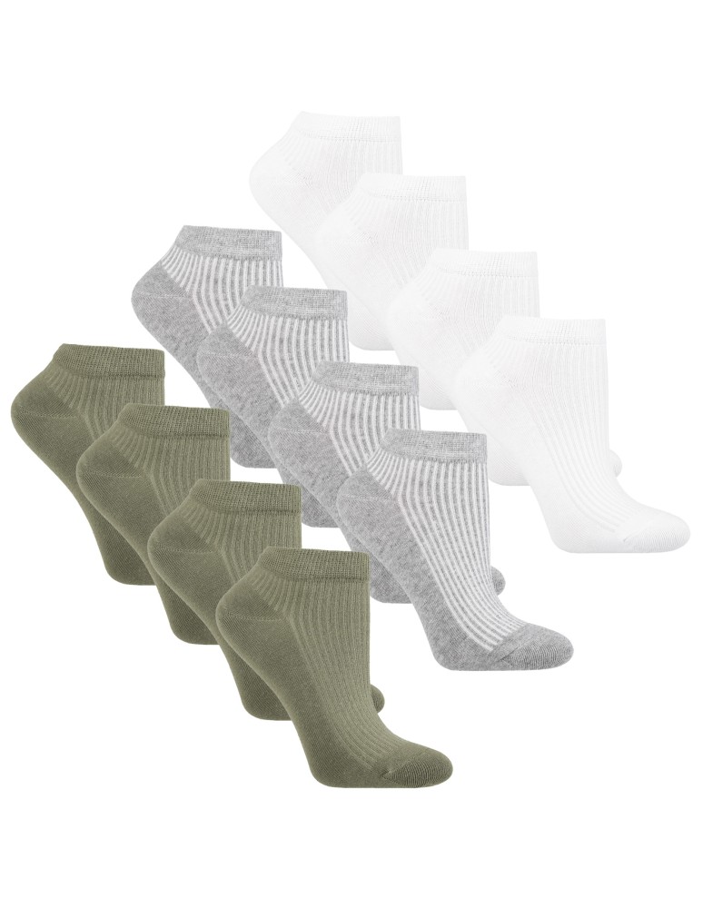 Stopki klasyczne - Damskie skarpetki stopki prążkowane z bawełny 12-pak WIELOKOLOROWY - produkt moraj.pl 1