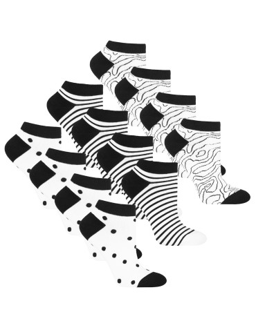 Skarpetki damskie stopki bawełniane mix wzorów 12-pak