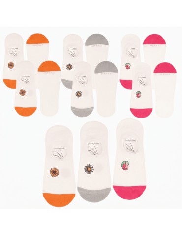 Skarpetki damskie niskie stopki kolorowe w stokrotki bawełniane 6-pak