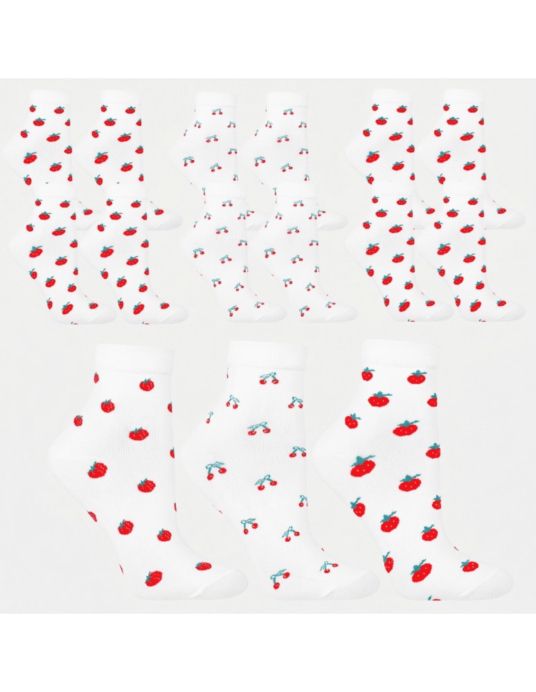Skarpetki za kostkę - Skarpetki damskie bawełniane do kostki w owocowe wzory 6-pak WIELOKOLOROWY - produkt moraj.pl 1