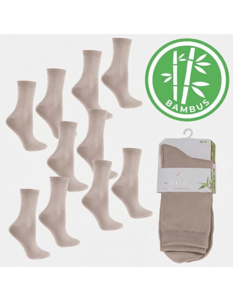 Skarpetki długie - Skarpetki damskie długie klasyczne z wiskozy bambusowej gładkie 5-pak BEŻOWY - produkt moraj.pl 1