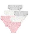 Majtki damskie figi bikini bawełniane w delikatny prążek z koronką 6-pak WIELOKOLOROWY