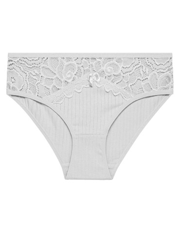 Majtki figi - Majtki damskie figi bikini bawełniane w delikatny prążek z koronką 6-pak WIELOKOLOROWY - produkt 4