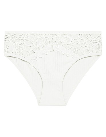 Majtki figi - Majtki damskie figi bikini bawełniane w delikatny prążek z koronką 6-pak WIELOKOLOROWY - produkt 5