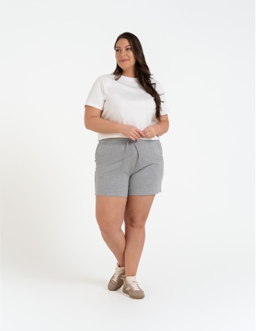 Szorty dresowe - Szorty damskie dresowe bawełniane krótkie klasyczne z wiązaniem SZARY - produkt 6